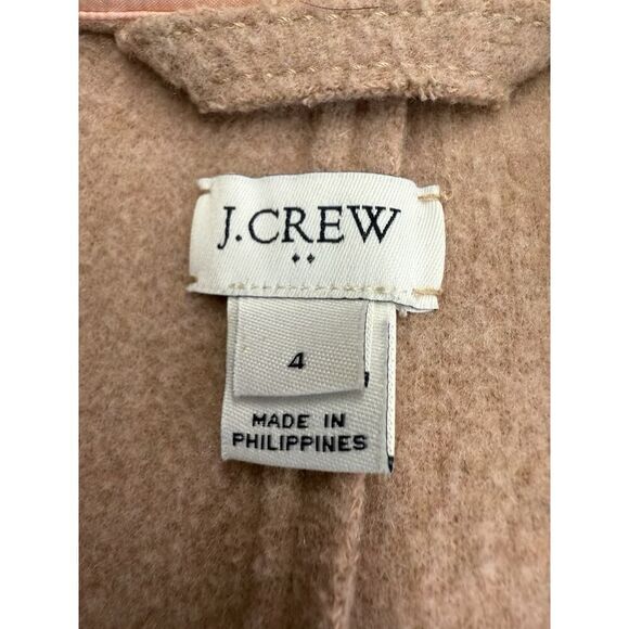 J.Crew Wool Blend Shawl Collar Coat Camel Beige Size 4 Elegant Classic - Picture 11 of 14